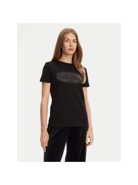 Guess T-Shirt Regular Fit μαύρο