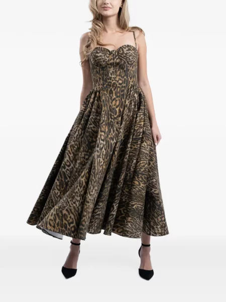 Rochie midi Monarh cu imagine cu model leopard maro