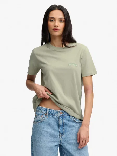Superdry koszulka Essential Logo z haftem organiczna – Dusty zielona