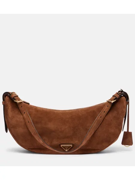 Duża torebka Prada zamszowa brązowa