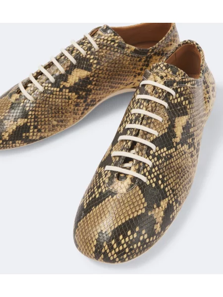 Sneakerși Dries Van Noten din piele cu model piele de șarpe bej