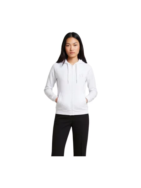 Bluza z kapturem Armani Exchange z kapturem biała