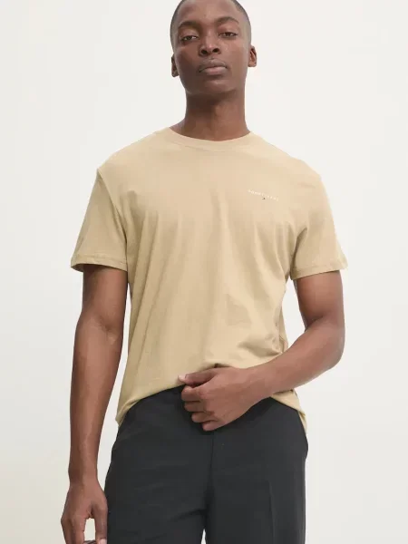T-shirt z nadrukiem z logo Tommy Jeans beżowa