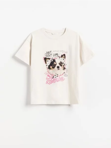 Reserved Tricou cu adaos de deschis gri