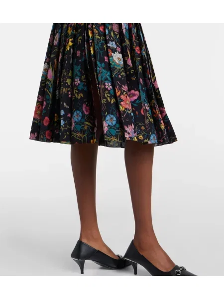Fustă midi Gucci de mătase cu model floral negru