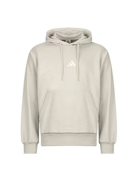 Fleecová mikina s kapucí Adidas Sportswear béžová