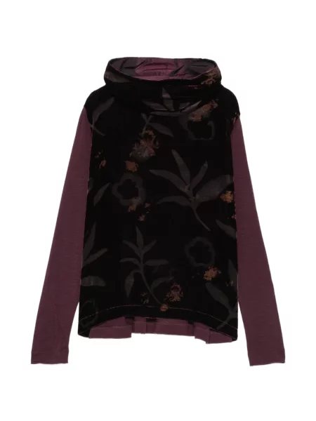 Bluză Why Ci de catifea cu model floral cu imagine violet