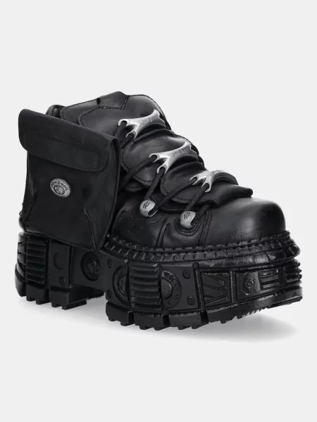 New Rock sneakers din piele negru