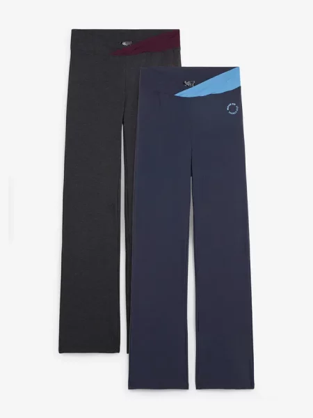 Spodnie sportowe o kroju bootcut 2 pary czarne