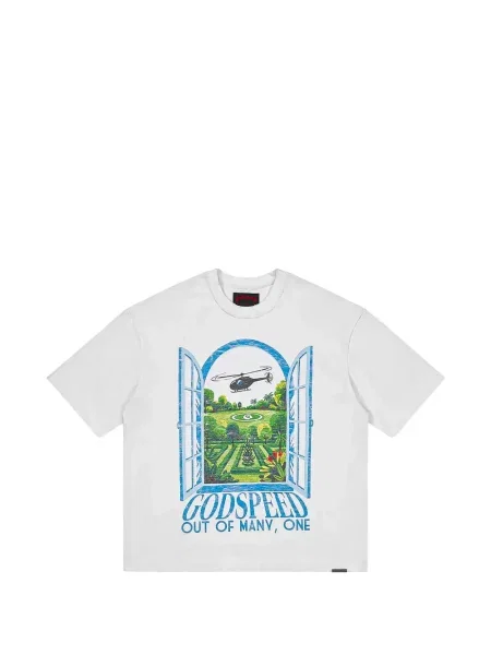 Tricou Godspeed cu imagine alb