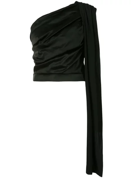 Bluză Matériel drapată cu un umăr gol negru