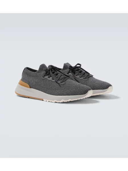 Sneakerși Brunello Cucinelli din piele gri