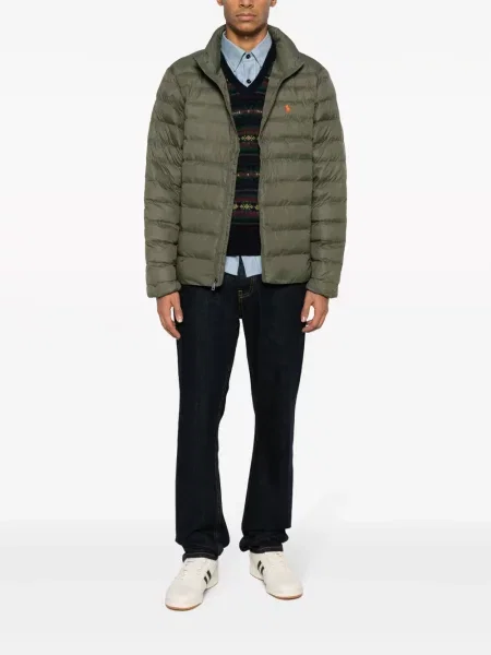 Ilgas pledas kardiganas Polo Ralph Lauren dygsniuotas ruda