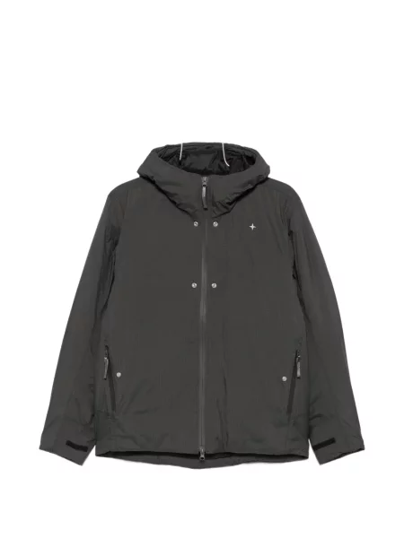Geacă Stone Island cu glugă cu strasuri gri