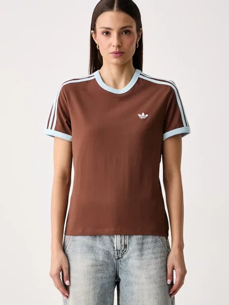 Adidas Originals t-shirt γυναικείο με ελαστάν Cali καφέ