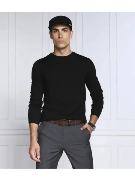 HUGO de lână pulover san | regular fit negru
