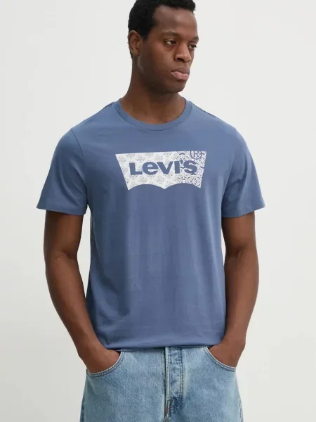 Тениска Levi's GRAPHIC CREWNECK TEE с принт синьо