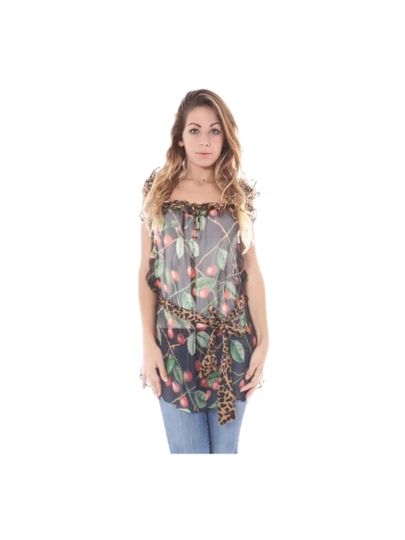 Koszula z krótkim rękawem John Galliano z dekoltem w łódkę z krótkim rękawem czarna