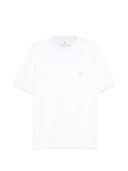 Tričko Brunello Cucinelli s výšivkou bílé