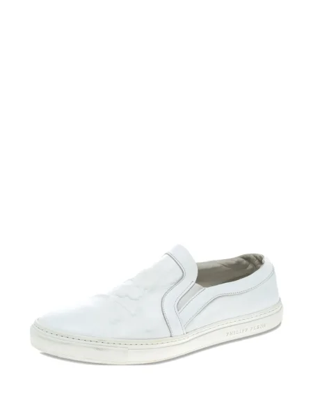 Sneakerși Philipp Plein din piele slip-on alb