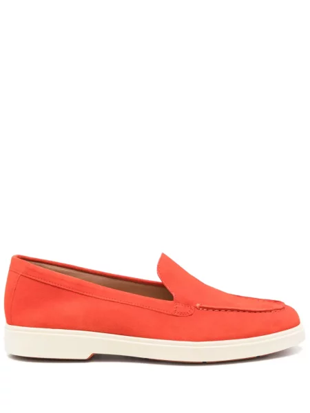 Pantofi loafer Santoni din piele de căprioară roșu