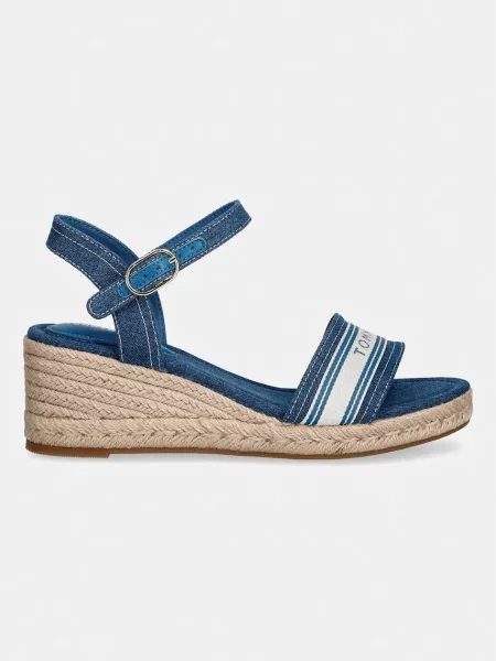 Espadrile Tommy Hilfiger Mid Wedge Espad Webbing albastru