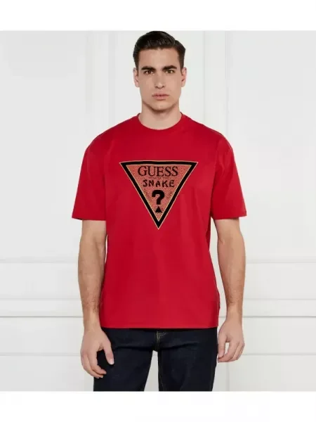 GUESS Tricou SNAKE | Oversize fit roșu