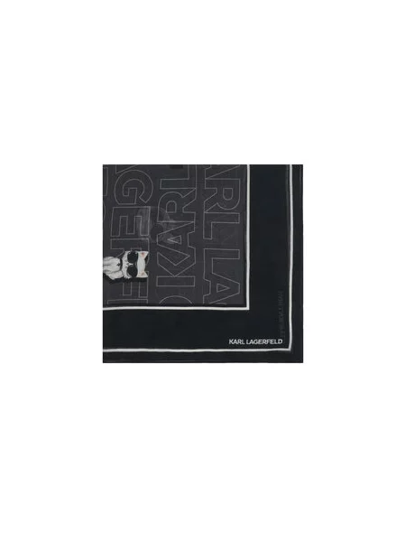 Karl Lagerfeld Šátek Ikon antracitová bílá černá