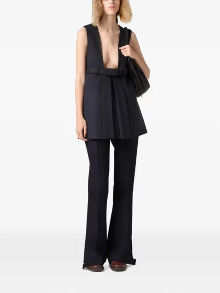 Pantaloni Miu Miu de lână albastru