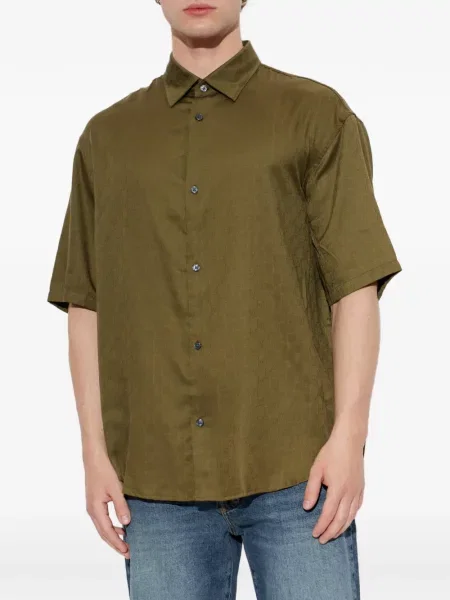 Cămașă Emporio Armani din lyocell verde
