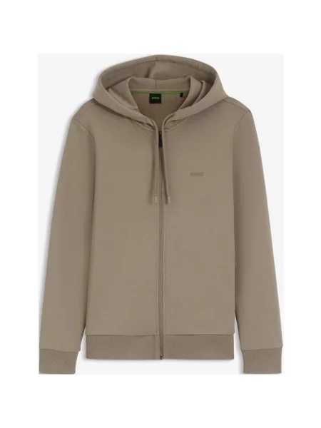 Bluza z kapturem BOSS Green Saggy Full Zip khaki S zielona