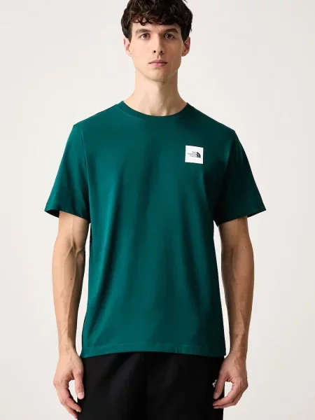 The North Face T-shirt z bawełną Evolution zielona
