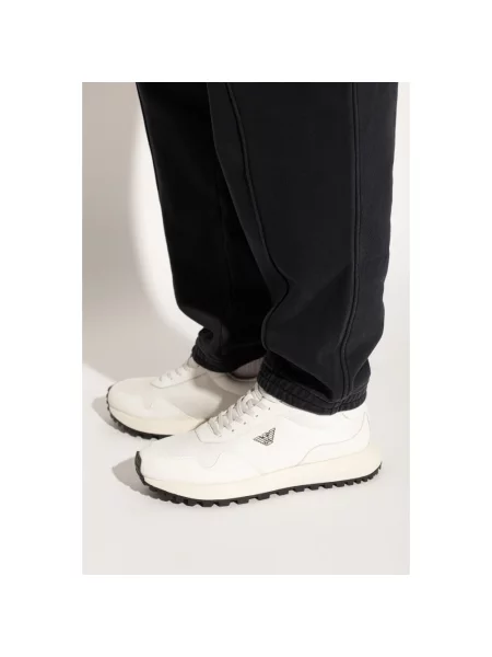 Sneakersy Emporio Armani skórzane z logo białe