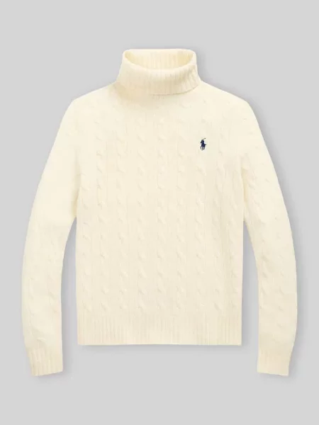 Polo Ralph Lauren Wełniany sweter z zawartością kaszmiru Kobiety Kaszmir jednolity S biały