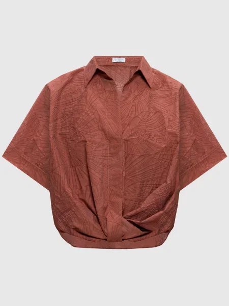 Рубашка Brunello Cucinelli с принтом красная