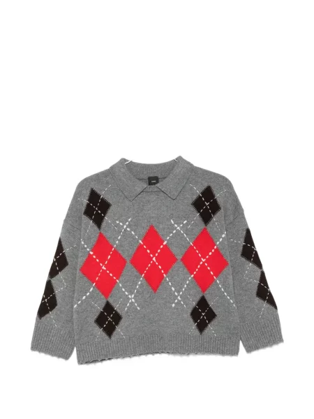 Gulerat pulover Pinko cu model argyle gri