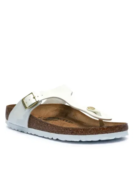 Șlapi Birkenstock din piele alb