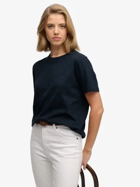 Superdry koszulka Essential Logo haftowana – organiczna niebieska