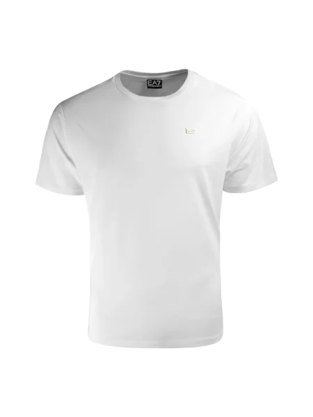 Emporio Armani Koszulki Kobieta M Core Lady Elastyczny T-shirt z Okrągłym Dekoltem biały