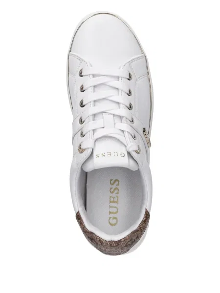 Sneakerși Guess din piele alb