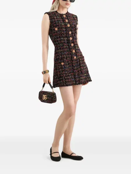 Φόρεμα Dolce & Gabbana tweed μαύρο