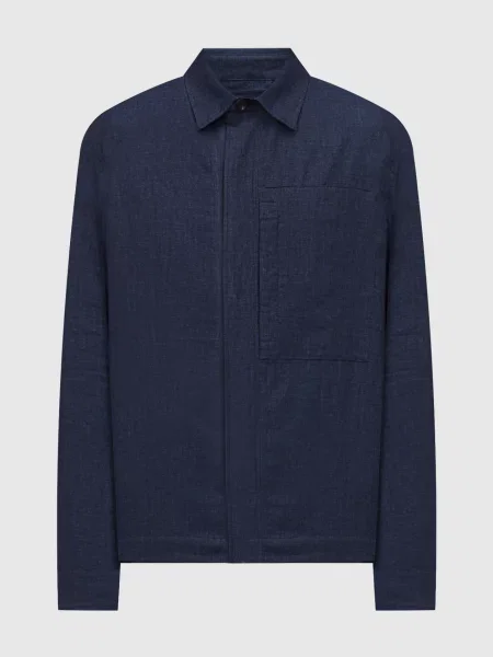 Куртка з льону з патчем логотипа Peserico синя