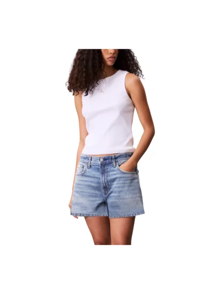 Top Calvin Klein Jeans bez rękawów biały