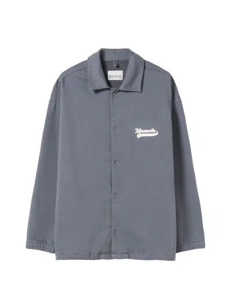 Bershka Prehodna jakna golobje modra bela