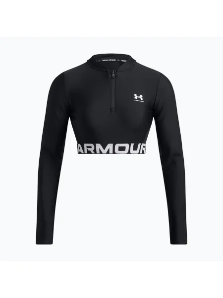 Top de antrenament Under Armour Heat Gear Rib Zip pentru femei negru/negru/alb alb