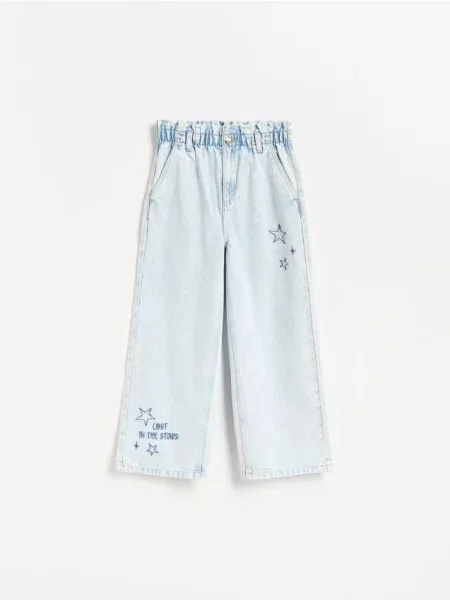 Reserved Джинси wide leg з вишивкою синій