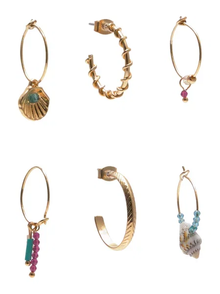 Pull&Bear Cercei azuriu / auriu / lila / natural alb