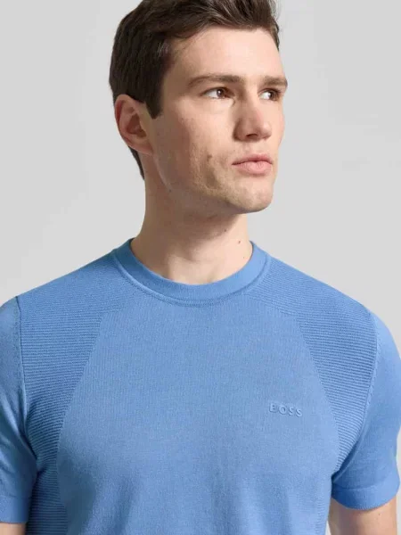 T-shirt o kroju regular fit z mieszanki bawełny model MOMENTUM-LITE' Boss Green niebieska
