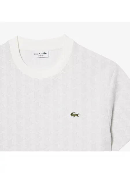 Lacoste Koszulka Żakardowa Z Monogramem Szary biała