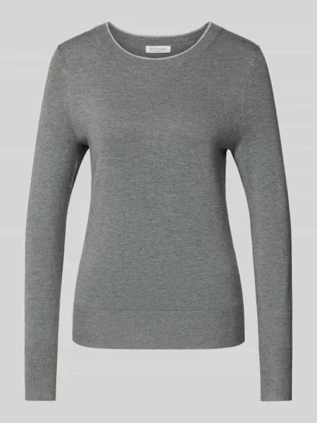 Sweter z dzianiny z prążkowanymi wykończeniami Christian Berg Woman srebrny
